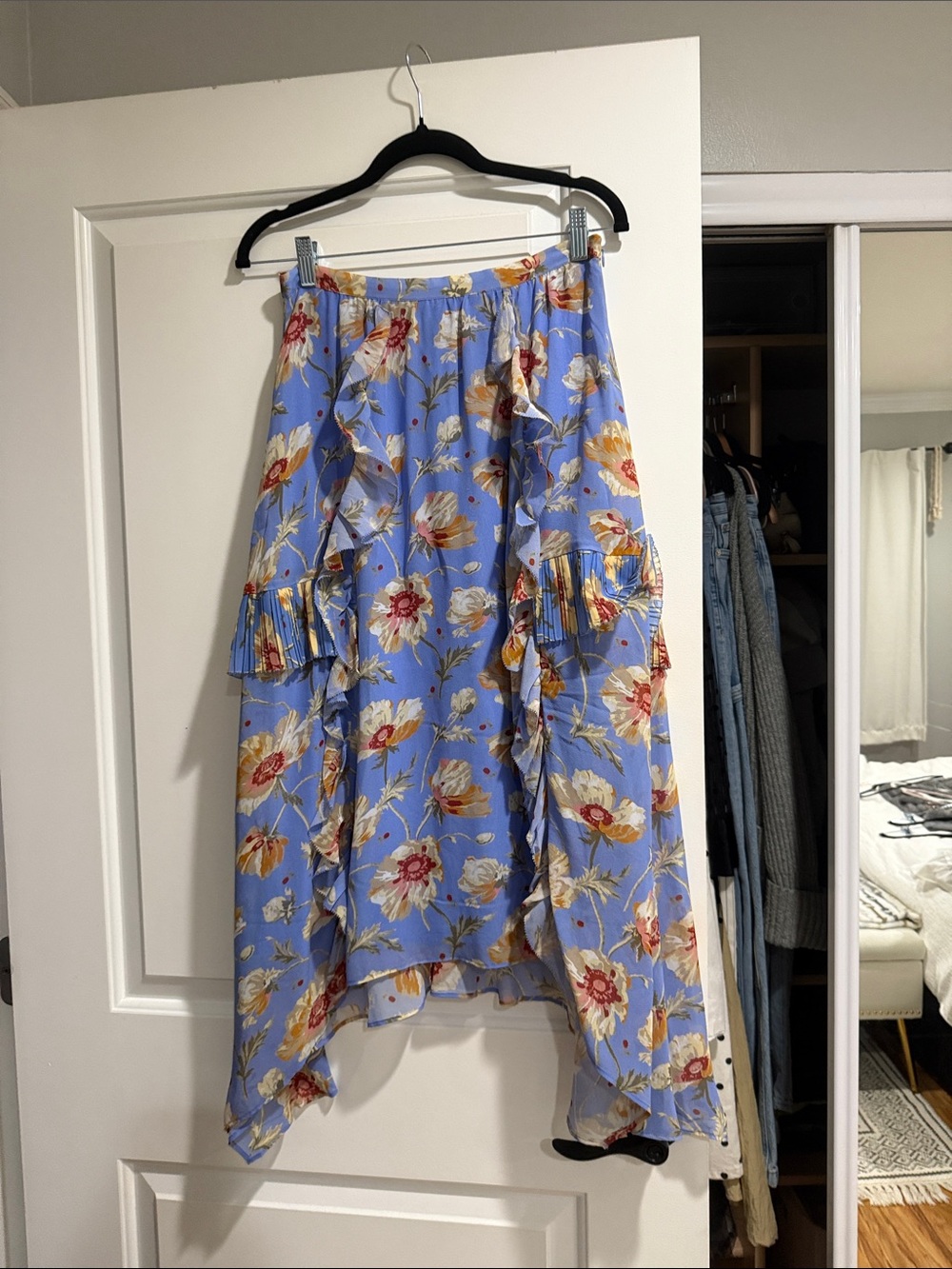 PAIGE Periwinkle Blue Floral High-Low Skirt